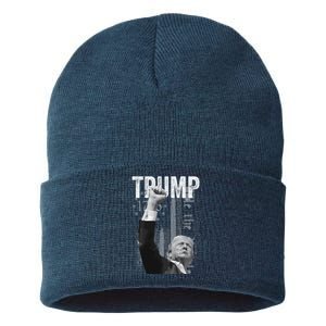 Trump 2024 Us Flag Donald Trump Election Rally Shooting 2024 Sustainable Knit Beanie