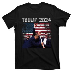 Trump 2024 Us Flag Donald Trump Election Rally Shooting 2024 T-Shirt