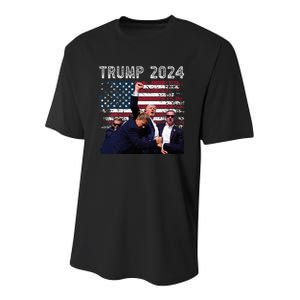 Trump 2024 Us Flag Donald Trump Election Rally Shooting 2024 Youth Performance Sprint T-Shirt