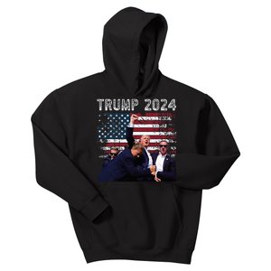 Trump 2024 Us Flag Donald Trump Election Rally Shooting 2024 Kids Hoodie