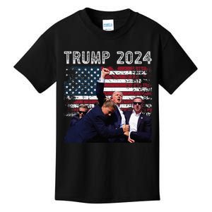 Trump 2024 Us Flag Donald Trump Election Rally Shooting 2024 Kids T-Shirt