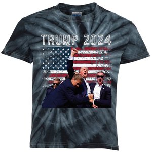 Trump 2024 Us Flag Donald Trump Election Rally Shooting 2024 Kids Tie-Dye T-Shirt