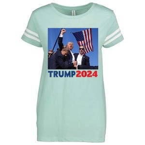 Trump 2024 Us Flag Donald Trump Election Rally Shooting 2024 Enza Ladies Jersey Football T-Shirt