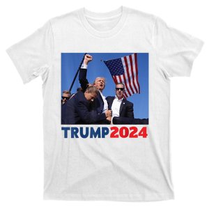 Trump 2024 Us Flag Donald Trump Election Rally Shooting 2024 T-Shirt