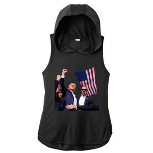 Trump 2024 Us Flag Donald Trump Election Rally Shooting 2024 Ladies PosiCharge Tri-Blend Wicking Draft Hoodie Tank