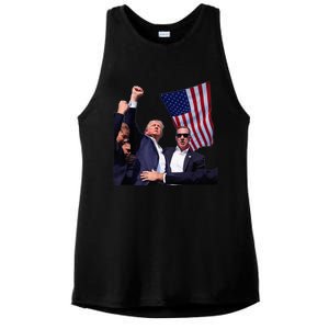 Trump 2024 Us Flag Donald Trump Election Rally Shooting 2024 Ladies PosiCharge Tri-Blend Wicking Tank