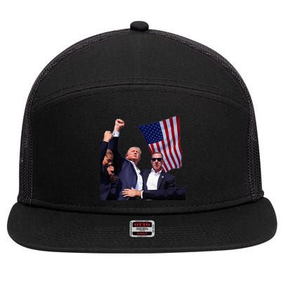 Trump 2024 Us Flag Donald Trump Election Rally Shooting 2024 7 Panel Mesh Trucker Snapback Hat