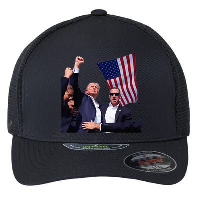 Trump 2024 Us Flag Donald Trump Election Rally Shooting 2024 Flexfit Unipanel Trucker Cap