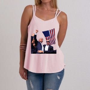 Trump 2024 Us Flag Donald Trump Election Rally Shooting 2024 Women's Strappy Tank