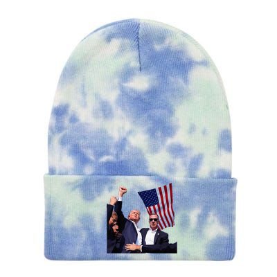 Trump 2024 Us Flag Donald Trump Election Rally Shooting 2024 Tie Dye 12in Knit Beanie