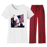 Trump 2024 Us Flag Donald Trump Election Rally Shooting 2024 Women's Flannel Pajama Set