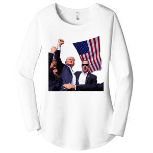 Trump 2024 Us Flag Donald Trump Election Rally Shooting 2024 Women's Perfect Tri Tunic Long Sleeve Shirt