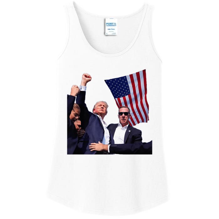 Trump 2024 Us Flag Donald Trump Election Rally Shooting 2024 Ladies Essential Tank