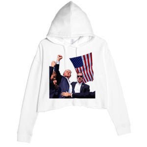 Trump 2024 Us Flag Donald Trump Election Rally Shooting 2024 Crop Fleece Hoodie