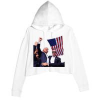 Trump 2024 Us Flag Donald Trump Election Rally Shooting 2024 Crop Fleece Hoodie