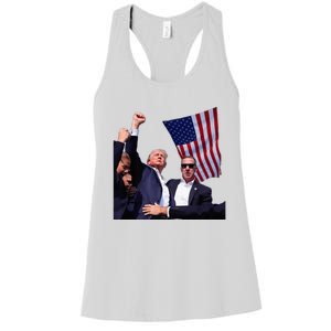 Trump 2024 Us Flag Donald Trump Election Rally Shooting 2024 Women's Racerback Tank