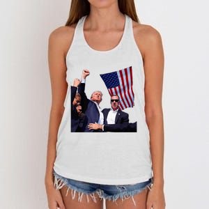 Trump 2024 Us Flag Donald Trump Election Rally Shooting 2024 Women's Knotted Racerback Tank