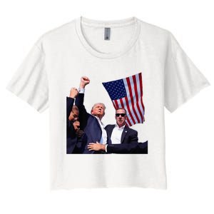 Trump 2024 Us Flag Donald Trump Election Rally Shooting 2024 Women's Crop Top Tee