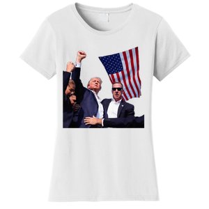 Trump 2024 Us Flag Donald Trump Election Rally Shooting 2024 Women's T-Shirt