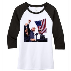 Trump 2024 Us Flag Donald Trump Election Rally Shooting 2024 Women's Tri-Blend 3/4-Sleeve Raglan Shirt