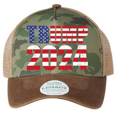 Trump 2024 USA Flag Donald Trump Elections 2024 Legacy Tie Dye Trucker Hat