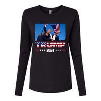 Trump 2024 Us Flag Donald Trump Election Rally Shooting 2024 Womens Cotton Relaxed Long Sleeve T-Shirt