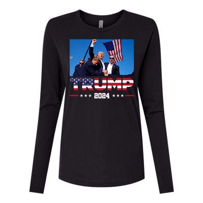 Trump 2024 Us Flag Donald Trump Election Rally Shooting 2024 Womens Cotton Relaxed Long Sleeve T-Shirt