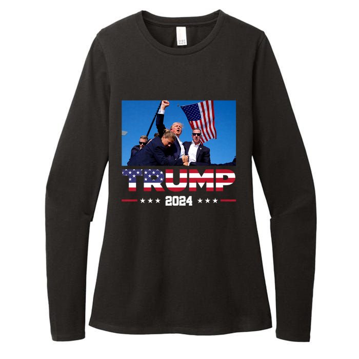 Trump 2024 Us Flag Donald Trump Election Rally Shooting 2024 Womens CVC Long Sleeve Shirt