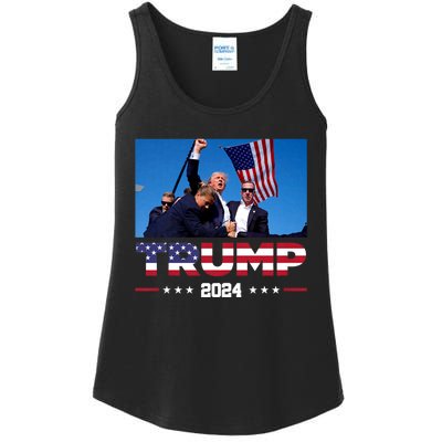 Trump 2024 Us Flag Donald Trump Election Rally Shooting 2024 Ladies Essential Tank