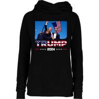 Trump 2024 Us Flag Donald Trump Election Rally Shooting 2024 Womens Funnel Neck Pullover Hood