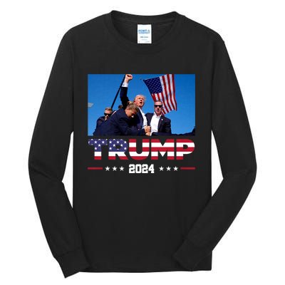 Trump 2024 Us Flag Donald Trump Election Rally Shooting 2024 Tall Long Sleeve T-Shirt