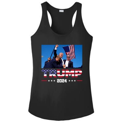 Trump 2024 Us Flag Donald Trump Election Rally Shooting 2024 Ladies PosiCharge Competitor Racerback Tank