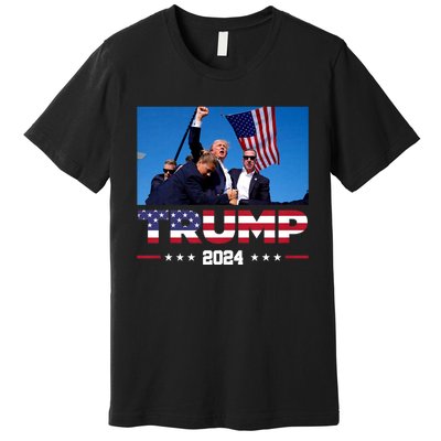 Trump 2024 Us Flag Donald Trump Election Rally Shooting 2024 Premium T-Shirt