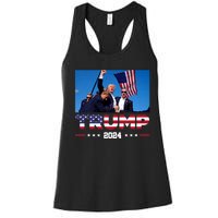 Trump 2024 Us Flag Donald Trump Election Rally Shooting 2024 Women's Racerback Tank