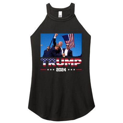 Trump 2024 Us Flag Donald Trump Election Rally Shooting 2024 Women's Perfect Tri Rocker Tank