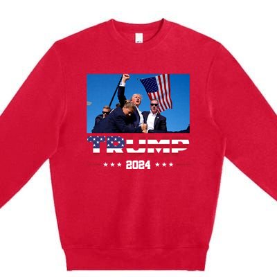 Trump 2024 Us Flag Donald Trump Election Rally Shooting 2024 Premium Crewneck Sweatshirt