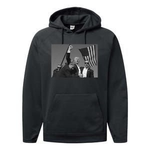 Trump 2024 Us Flag Donald Trump Election Rally Shooting Donald Trump Fist Pump Performance Fleece Hoodie