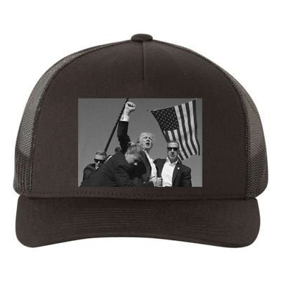 Trump 2024 Us Flag Donald Trump Election Rally Shooting Donald Trump Fist Pump Yupoong Adult 5-Panel Trucker Hat