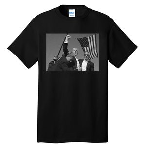 Trump 2024 Us Flag Donald Trump Election Rally Shooting Donald Trump Fist Pump Tall T-Shirt