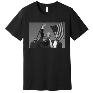 Trump 2024 Us Flag Donald Trump Election Rally Shooting Donald Trump Fist Pump Premium T-Shirt