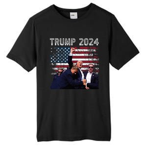 Trump 2024 Us Flag Donald Trump Election Rally Shooting 2024 Tall Fusion ChromaSoft Performance T-Shirt