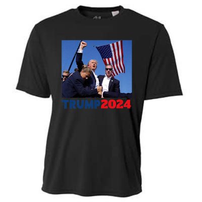 Trump 2024 Us Flag Donald Trump Election Rally Shooting 2024 Cooling Performance Crew T-Shirt