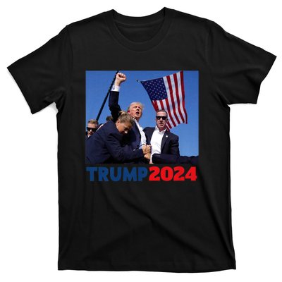 Trump 2024 Us Flag Donald Trump Election Rally Shooting 2024 T-Shirt