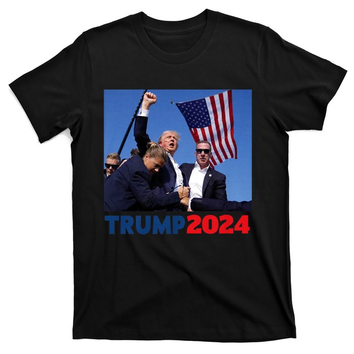 Trump 2024 Us Flag Donald Trump Election Rally Shooting 2024 T-Shirt