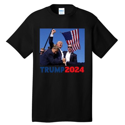 Trump 2024 Us Flag Donald Trump Election Rally Shooting 2024 Tall T-Shirt