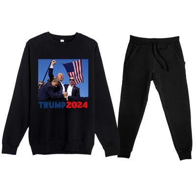 Trump 2024 Us Flag Donald Trump Election Rally Shooting 2024 Premium Crewneck Sweatsuit Set