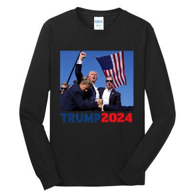 Trump 2024 Us Flag Donald Trump Election Rally Shooting 2024 Tall Long Sleeve T-Shirt