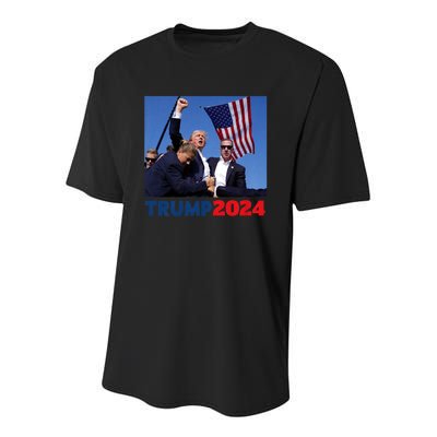 Trump 2024 Us Flag Donald Trump Election Rally Shooting 2024 Youth Performance Sprint T-Shirt