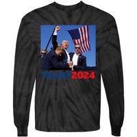 Trump 2024 Us Flag Donald Trump Election Rally Shooting 2024 Tie-Dye Long Sleeve Shirt