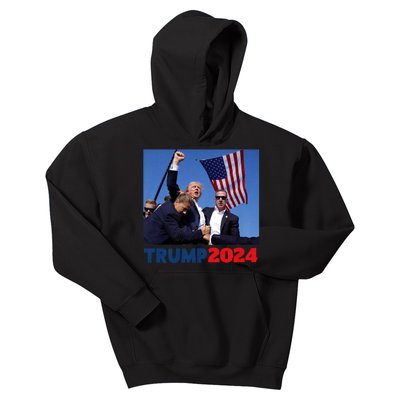 Trump 2024 Us Flag Donald Trump Election Rally Shooting 2024 Kids Hoodie